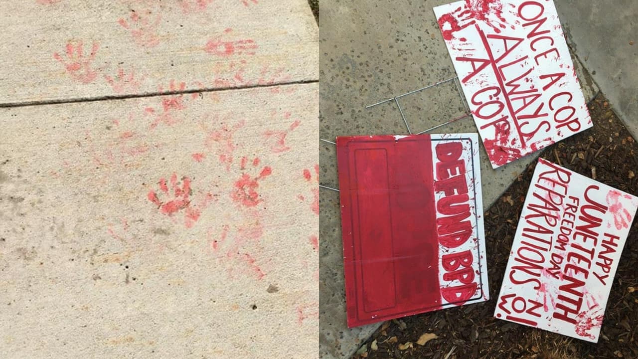 Activistas dejan carteles y manchan acercas en la casa de concejal de Bakersfield