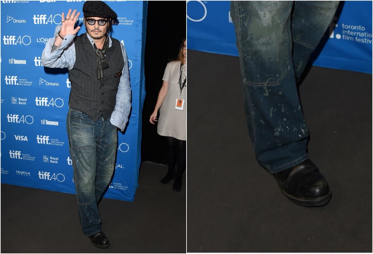 Tus zapatos bajos favoritos siempre serán una opción adecuada. Comodidad y brillo en los pies es lo que lleva Johnny Depp.