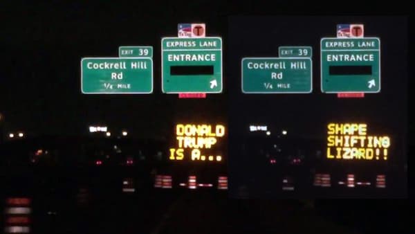 'Hackean' anuncios públicos en carretera de Dallas con mensajes antiTrump