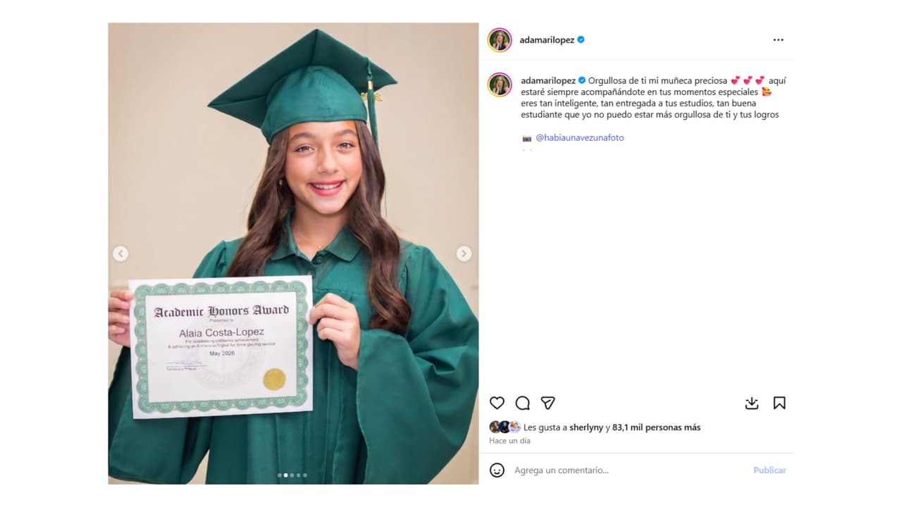 Alaïa se graduó con honores de la primaria.
