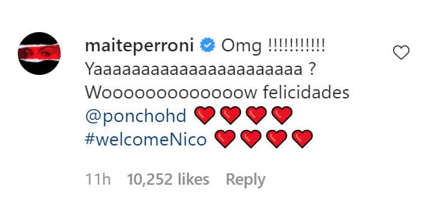 "¡OMG! ¿Ya? Wow, felicidades Poncho Herrera", escribió la también cantante. 
<br>