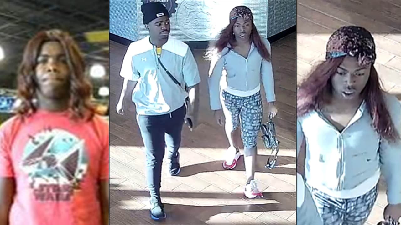 Buscan a hombres acusados de vestirse de mujer, robar en gimnasios e irse de compras en Georgia.