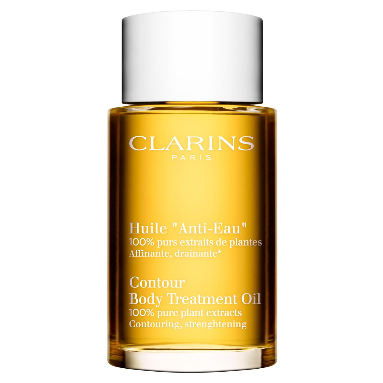 —Huile Anti-eau, de Clarins. Aceite corporal revitalizante con extractos de plantas 100% puros de retama y habatonka que ayuda a eliminar toxinas, estilizar la dermis y evitar la formación de la piel de naranja. Este aceite reductor de avellana es un producto para adelgazar, impide la pérdida de hidratación y deja la piel suave, tonificada y con una sensación aterciopelada. 100 ml/48 USD