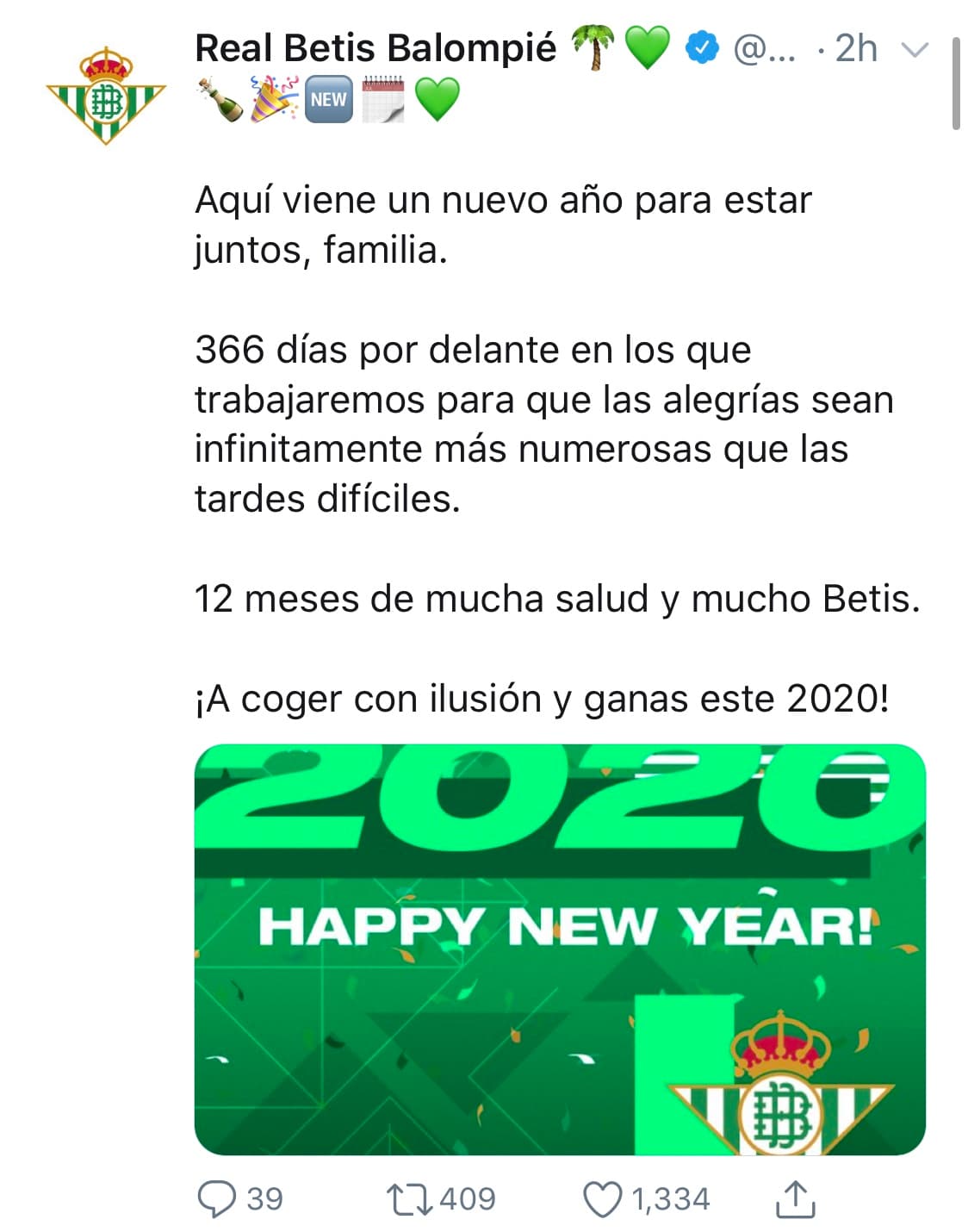 Jugadores entrenadores y clubes desean un gran 2020 a todos sus aficionados.