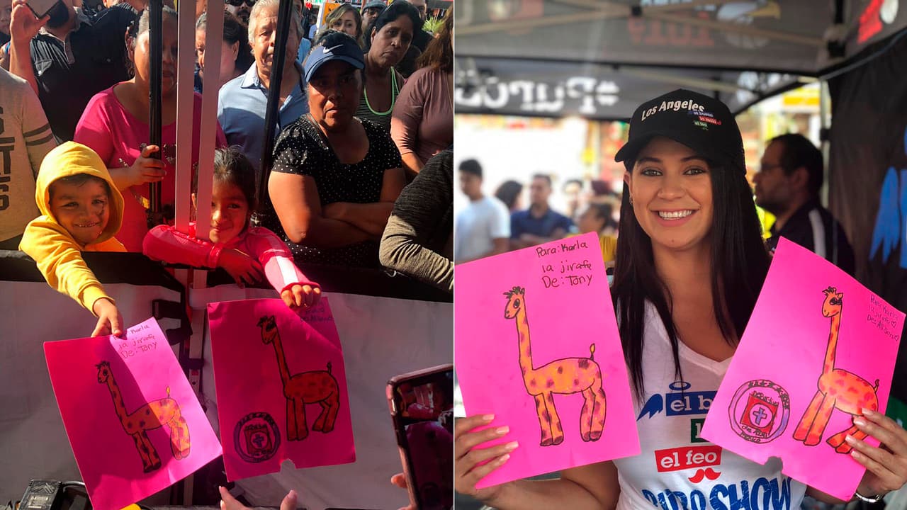 Mientras tanto, 
<b>La Jirafita</b> recibió diferentes muestras de cariño de sus pequeños fanáticos.