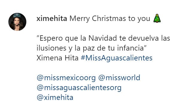 El 21 de diciembre hizo algo similar al mandar una felicitación navideña. "Espero
<b><a href="https://www.instagram.com/p/CJFaEMLHSnf/" target="_blank"> que la Navidad te devuelva las ilusiones</a></b> y la paz de tu infancia", deseó.
<br>