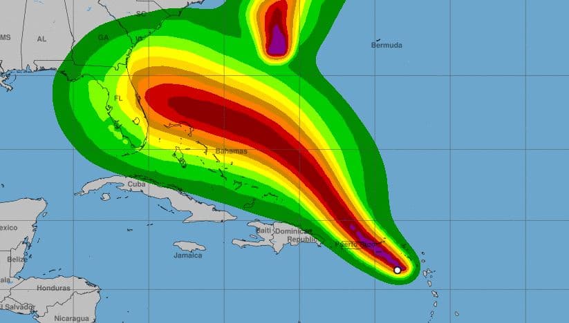 Dorian aumenta su velocidad a 60 millas por hora