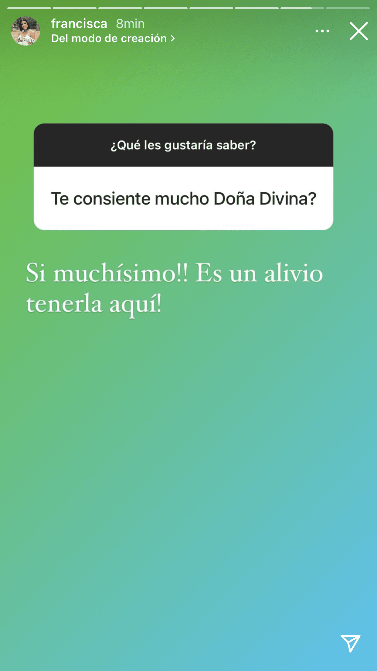 <b><a href="https://www.univision.com/shows/despierta-america/hay-que-tener-cuidado-francisca-alerto-sobre-un-error-que-cometio-en-redes-y-afecto-a-su-mama-video" target="_blank">"¡Es un alivio tenerla aquí!"</a></b>, reconoció ante la pregunta de si su mamá la "consiente mucho" ahora que está con ella. 
<br>