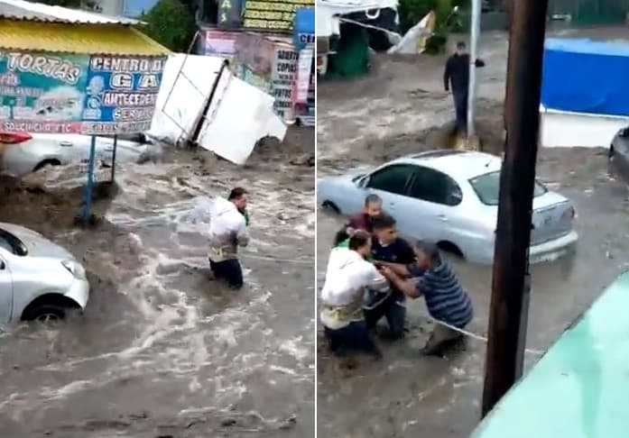 Así fue el rescate de un bebé en medio de inundación en el Estado de México