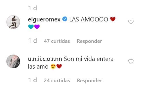 Por su parte, Alberto 'El Güero' Castro escribió: "Las amo". Mientras que Fernanda reiteró: "Son mi vida entera. Las amo".
