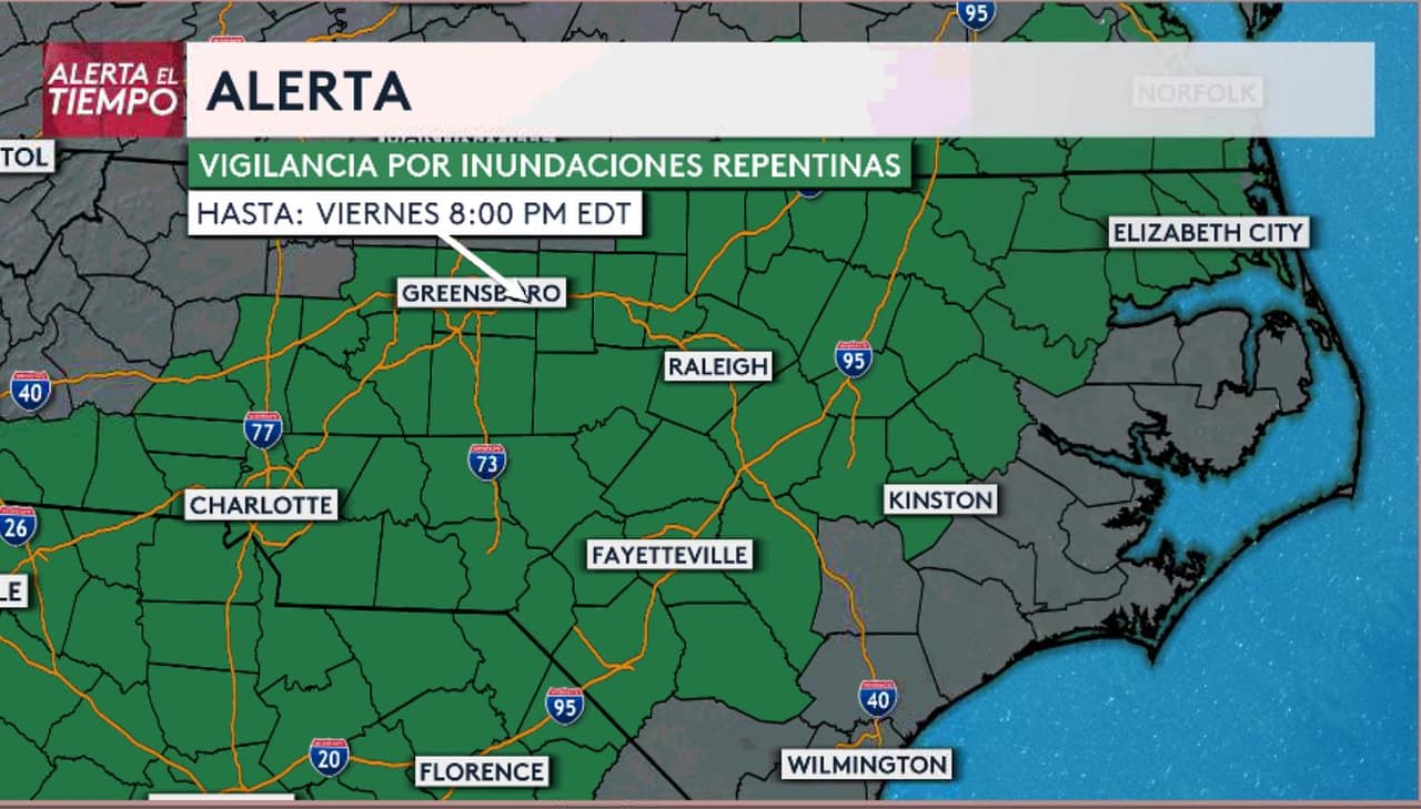 Las áreas señaladas en verde podrían recibir entre 3 y 6 pulgadas de lluvia acumulada.