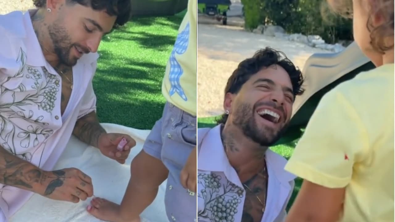 ¡Ahora es su turno! Maluma pinta las uñas de su hijita París