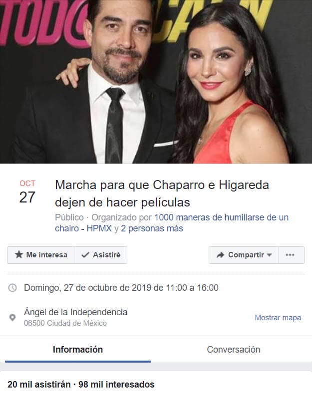 Luego de que se hiciera viral en México la 'Marcha para que Chaparro e Higareda dejen de hacer películas', el actor contestó a través de su cuenta de Twitter.
<br>