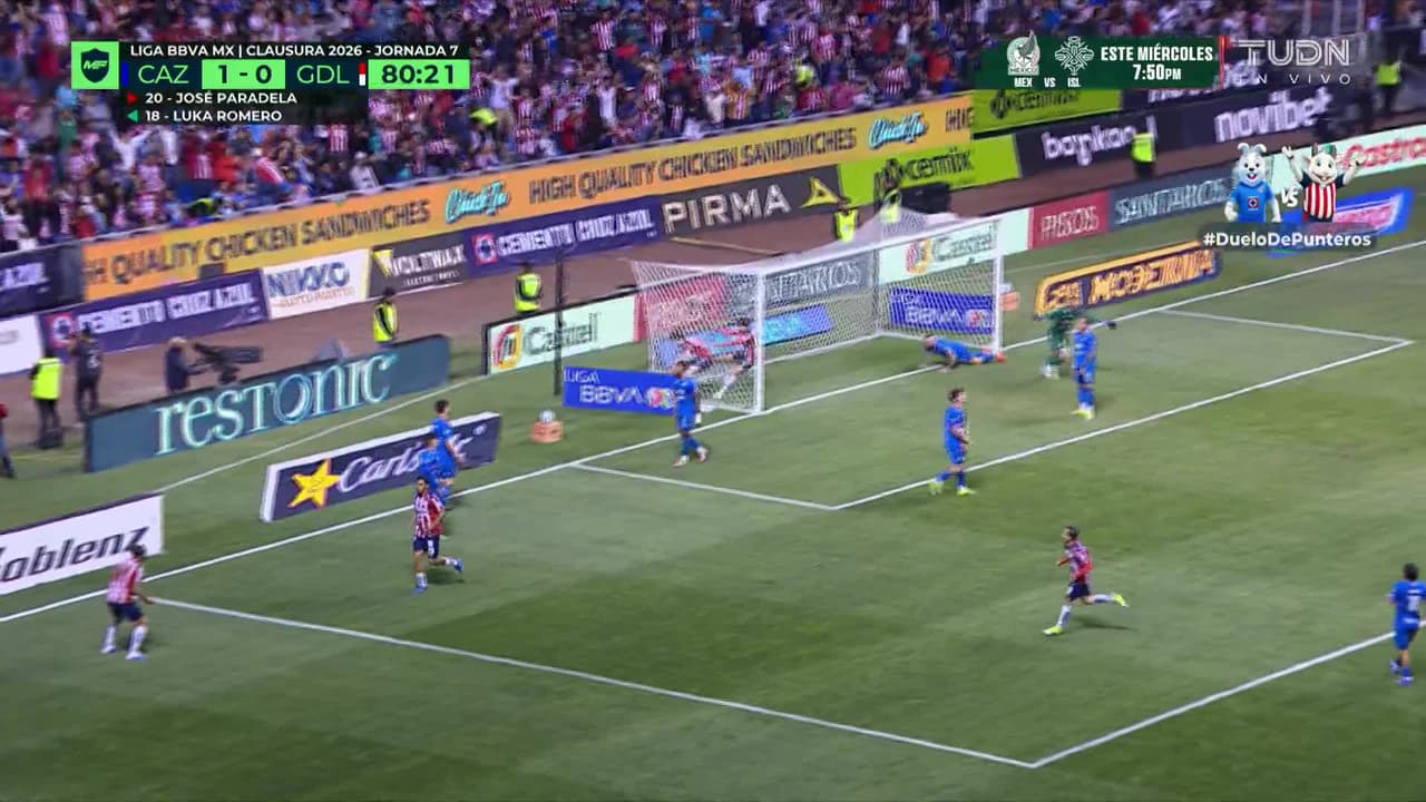 ¡GOL!  anota para Guadalajara. Ángel Sepúlveda