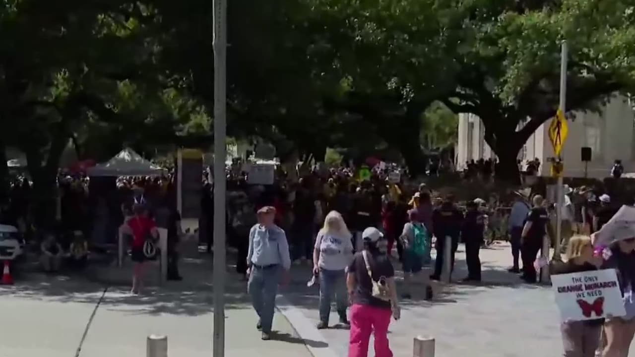 Así se vive la protesta de No Kings Day III en Houston, Texas