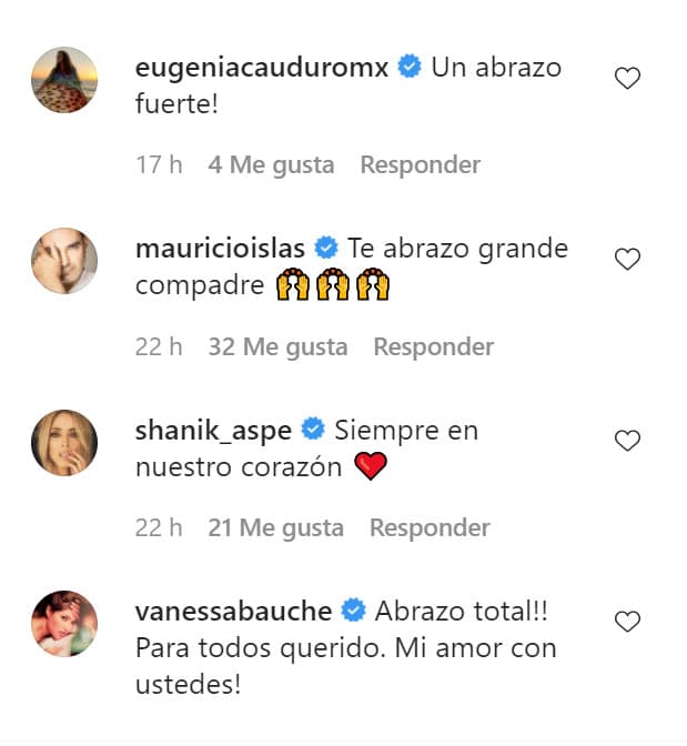 Famosos como Eugenia Cauduro, Mauricio Islas y Vanessa Bauche le mandaron cálidos mensajes en tan importante fecha. 
<br>