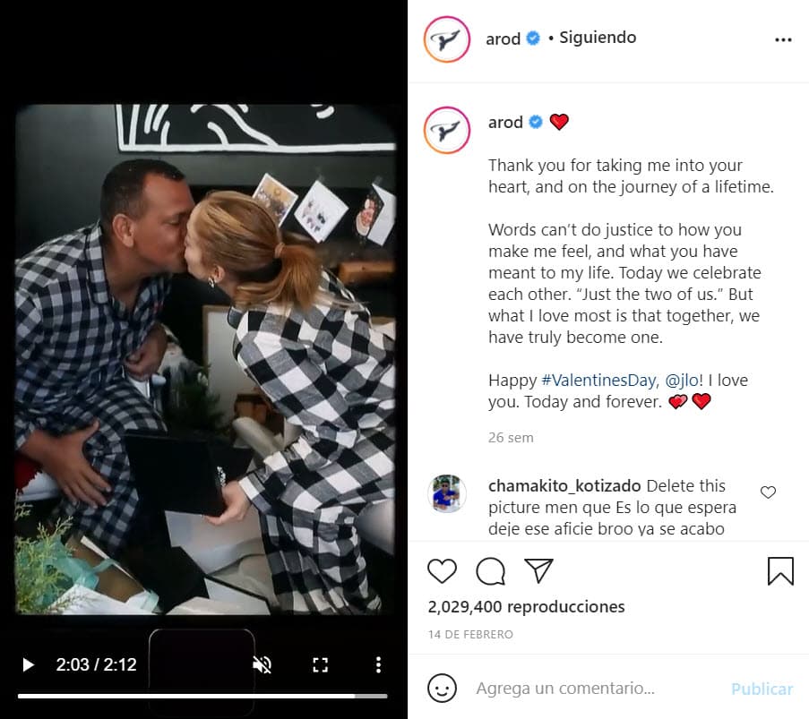 Como el video de San Valentín que le dedicó a quien era su 
<a href="https://www.univision.com/famosos/una-jaula-de-20-500-dolares-y-una-velada-romantica-asi-festejaron-cardi-b-y-jlo-el-dia-de-san-valentin-video">"macha"</a>. 
<br>