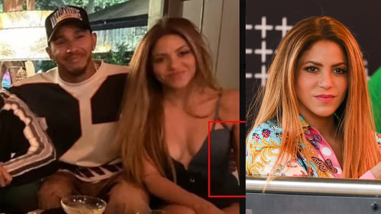 En un acercamiento a la foto, se observa cómo Lewis Hamilton posa una de sus manos alrededor de la cintura de Shakira.