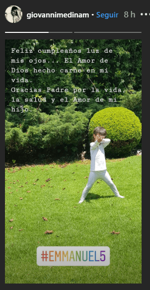 “Feliz cumpleaños, luz de mis ojos. El amor de Dios hecho carne en mi vida. Gracias Padre por la vida, la salud y el amor de mi hijo”, dijo el empresario.