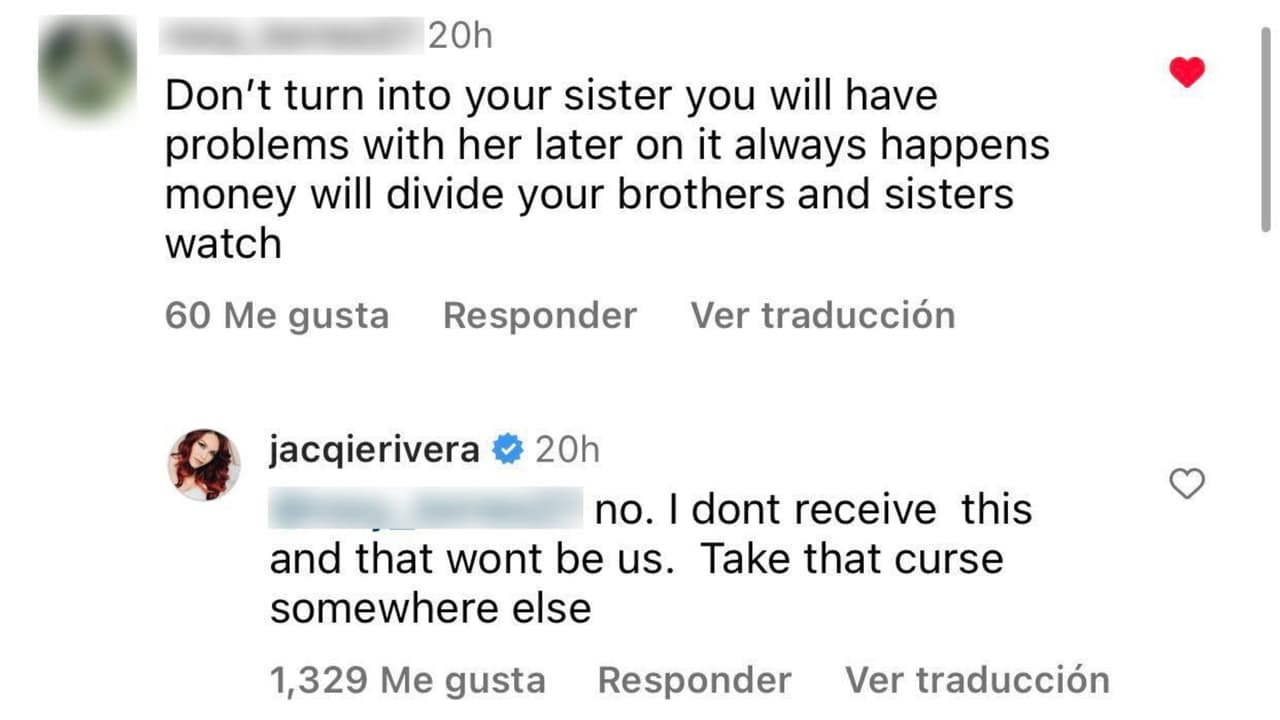 Esta es la advertencia que Jacqie Rivera recibió en medio del pleito familiar entre los Rivera.