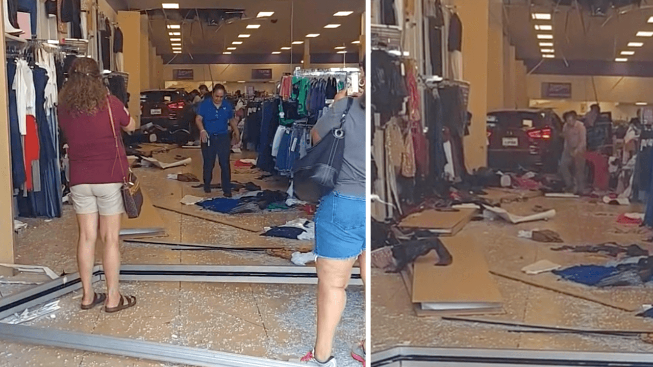Un auto se mete a una tienda y choca hasta la parte de adentro en Texas