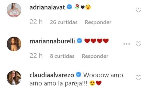 Actrices como Adriana Lavat y Marianna Burelli también reaccionaron ante la publicación de Mori. Claudia Álvarez, esposa del hermano de Fernando, Billy Rovzar, enfatizó: “¡Wow! ¡Amo la pareja!”.