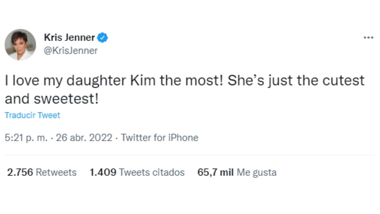 Kris Jenner escribió que su hija favorita es Kim Kardashian