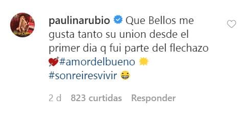 ”¡Qué bellos! Me gusta tanto su unión, desde el primer día que fui parte del flechazo. Amor del bueno. Sonreír es vivir", escribió.