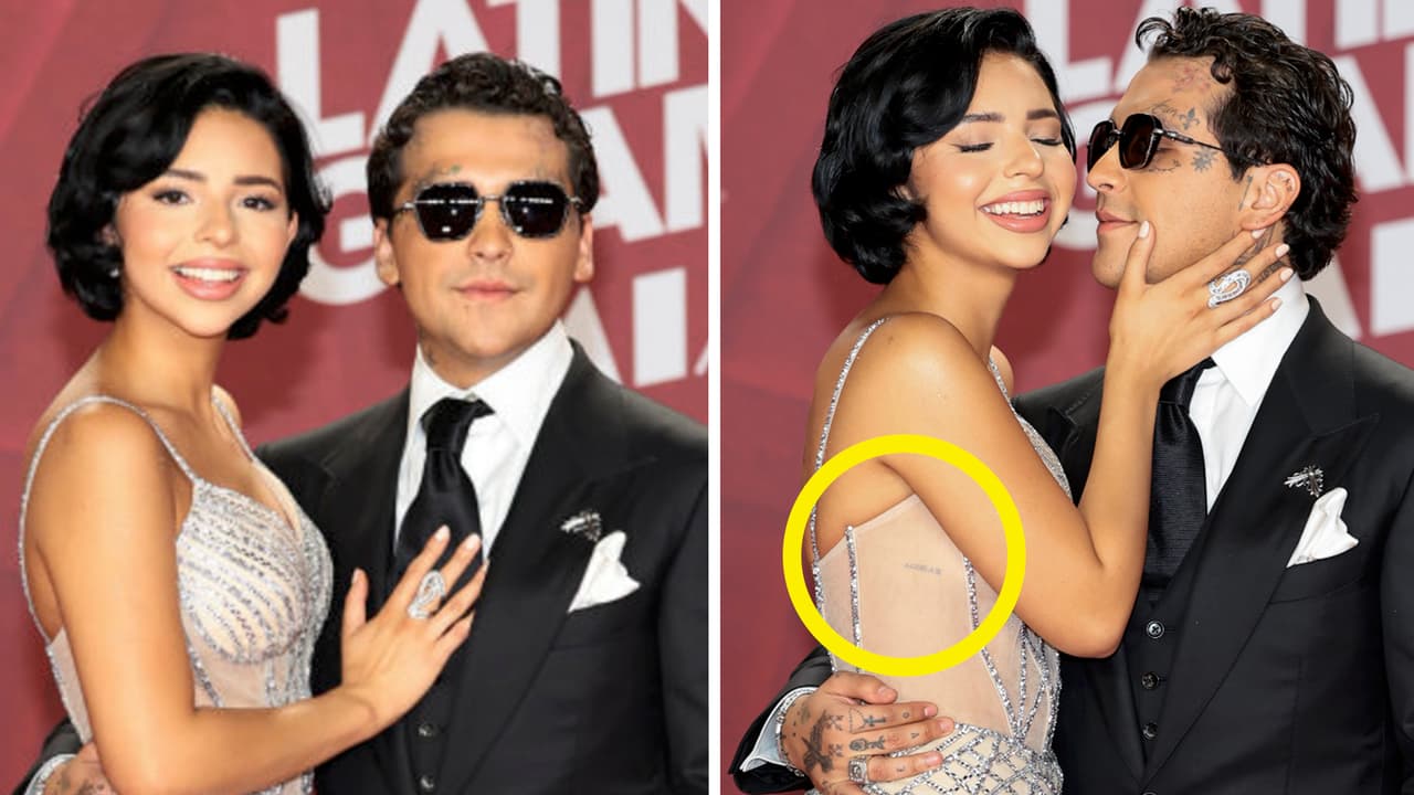 Ángela Aguilar revela un tatuaje nunca antes visto en la alfombra roja de los Latin GRAMMY