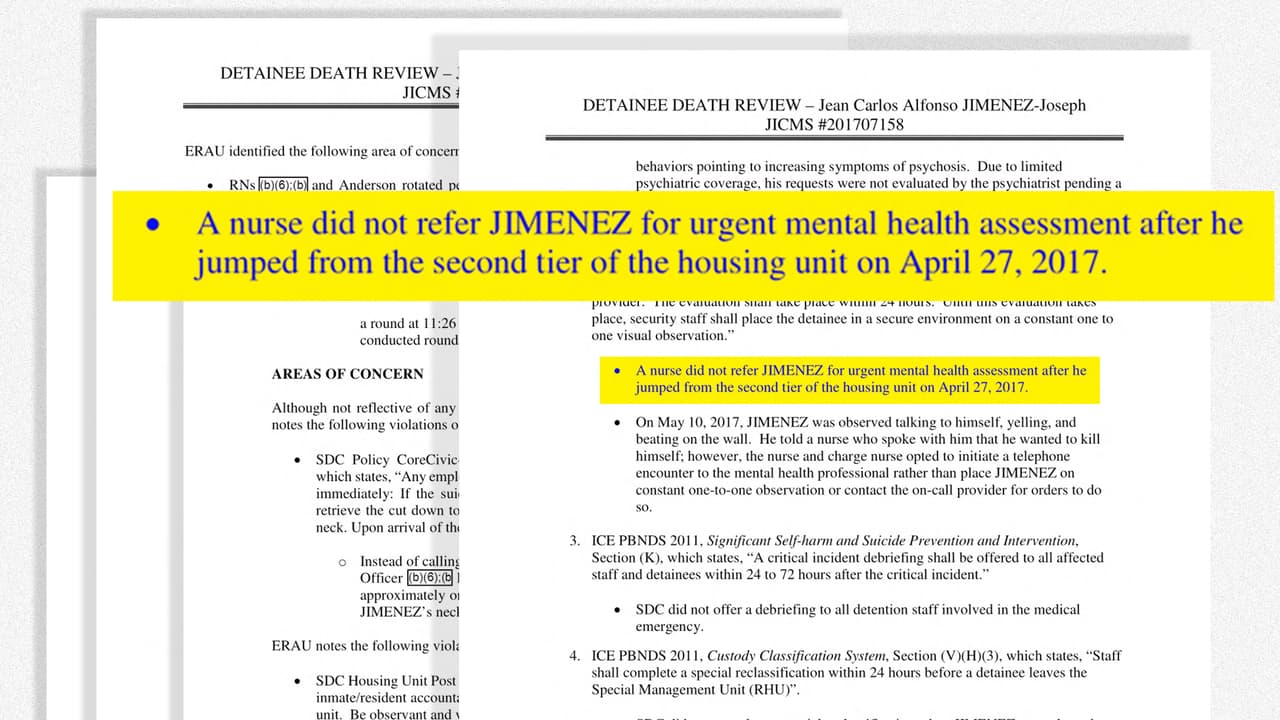 El "Reporte de la muerte del detenido" de ICE encontró una serie de irregularidades en el manejo del caso de Jimenez-Joseph.