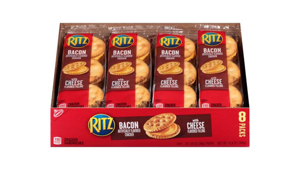 RITZ BACON CRACKER SANDWICHES WITH CHEESE - 10.8 OZ 
<br>Código de producto (UPC) 0 44000 04566 1
<br>Vencimiento: entre 5 de febrero y 6 de febrero de 2019