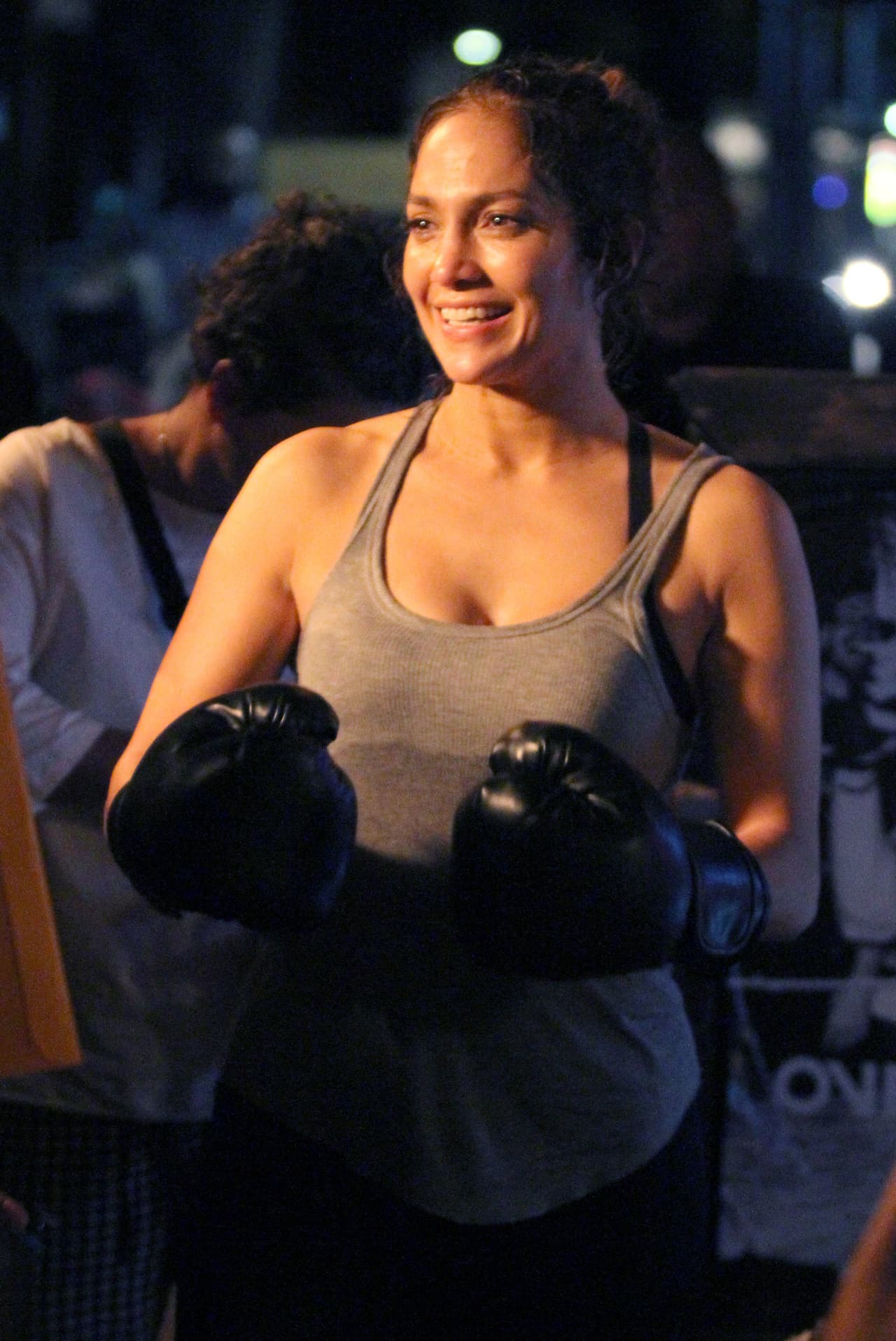 La actriz estuvo de lo más contenta durante la filmación.