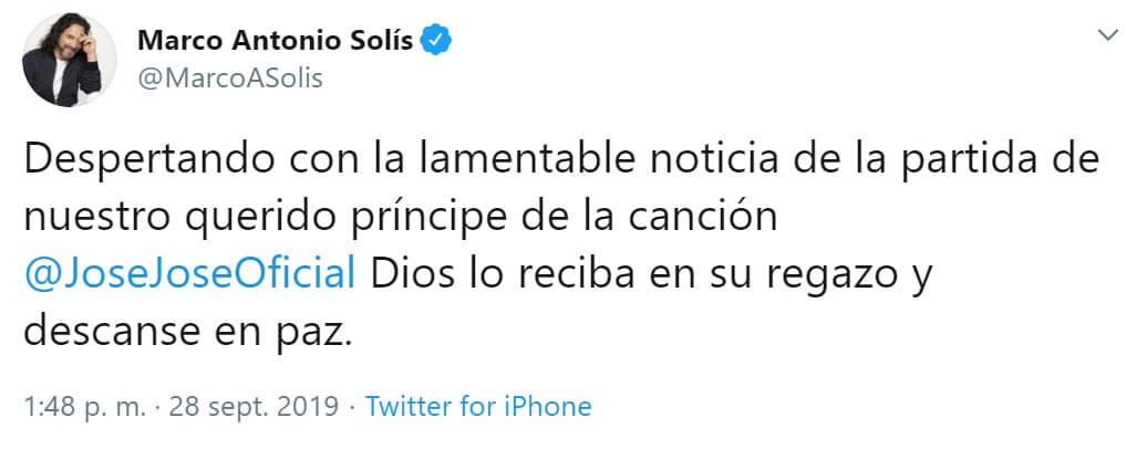 Marco Antonio Solís 'El Buki' se unió a la tristeza que embarga al múndo de la música hispana.