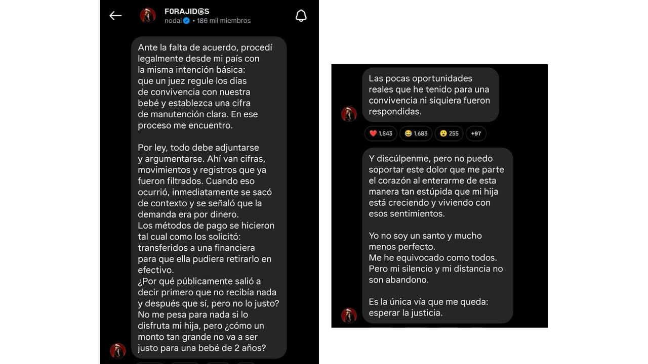 Nodal afirma que tiene "dolor" por saber que su hija "está creciendo y viviendo con esos sentimientos".
