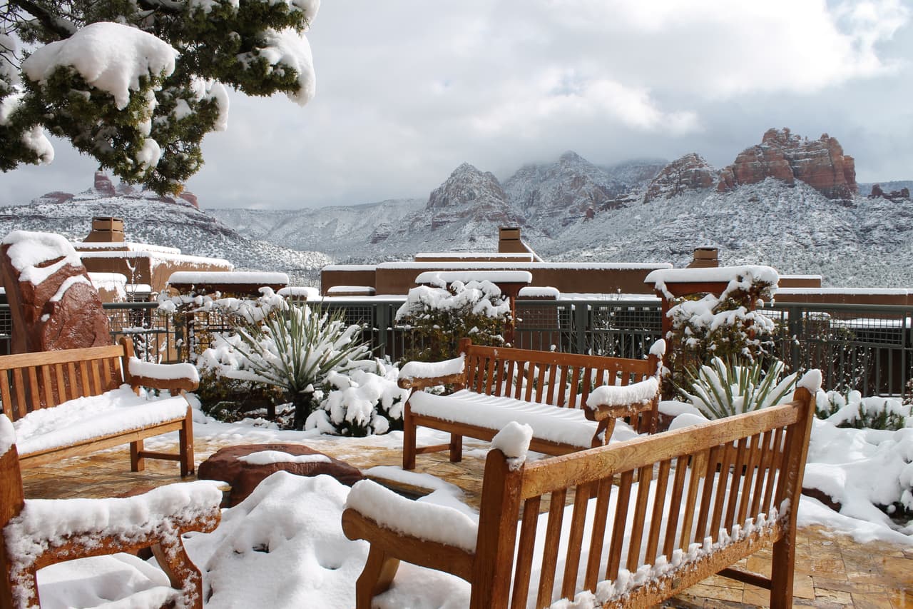 Una panorámica después de varias horas de nevar.