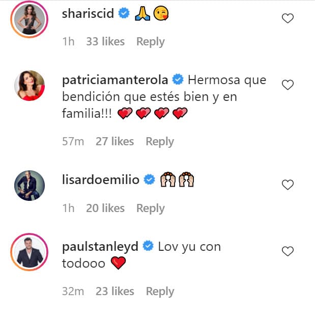 Agradeció el "cariño y buenos deseos" que ha recibido en los últimos días. Varios famosos le dejaron mensajes de aliento ante esta buena noticia.
<br>