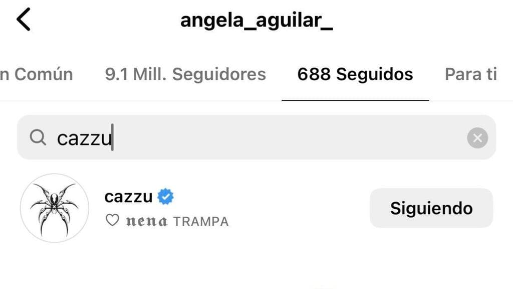 Contrario a Cazzu, Ángela Aguilar sí la seguía en Instagram gasta la mañana de este domingo 2 de junio.