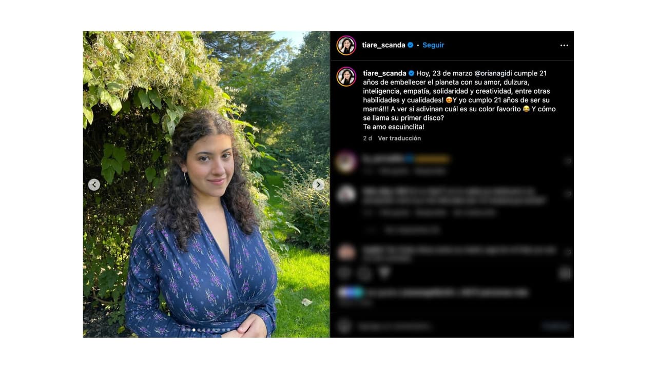 Tiaré Scanda se convirtió en mamá el 23 de marzo de 2003. Oriana Gidi es su única hija.