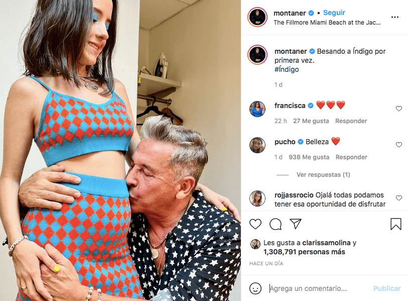 Asimismo, 
<a href="https://www.univision.com/famosos/ricardo-montaner-su-reaccion-al-saber-que-sera-abuelo">Ricardo Montaner derrocha amor por su nieto</a> y en menos de diez días ha dedicado varias publicaciones al futuro bebé de su hija como esta adorable captura "Besándo a Índigo por primera vez" que compartió el jueves 21 de octubre.