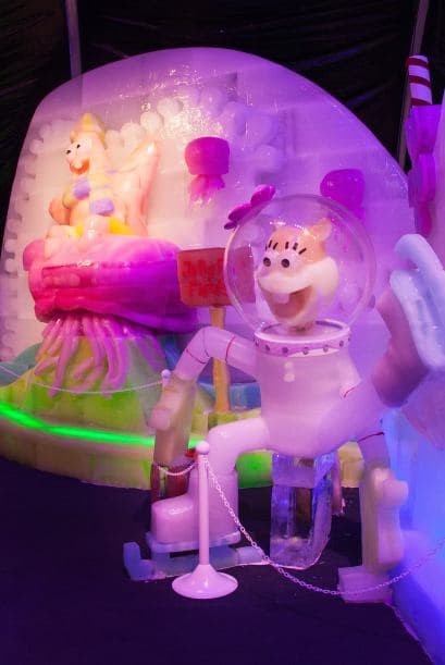 La esponja favorita de los niños ya está en Ice Land, una exhibición de esculturas heladas que promete congelarte hasta el 4 de enero.