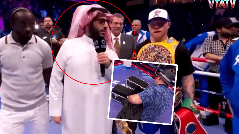 Árabes suben al ring y regalan impresionante cinturón de oro puro a Canelo