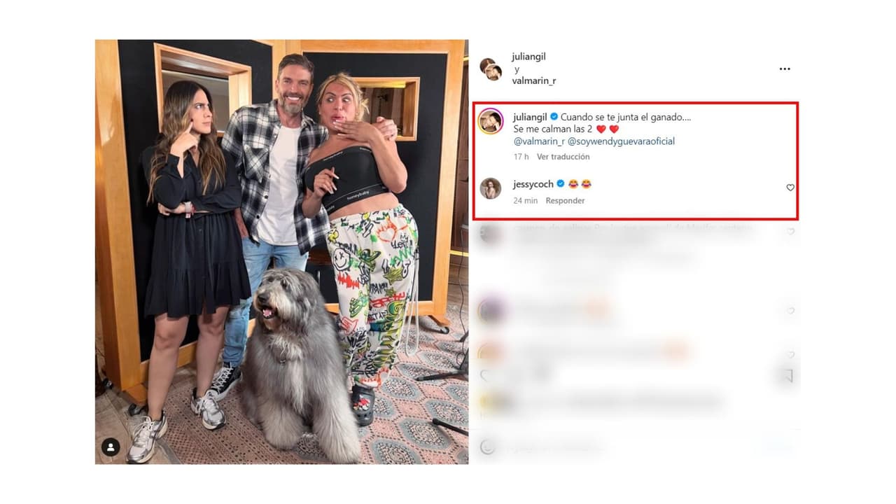 Julián Gil juntó a Wendy (su novia en la ficción) y a Valeria Marín (su prometida) en una fotografía.