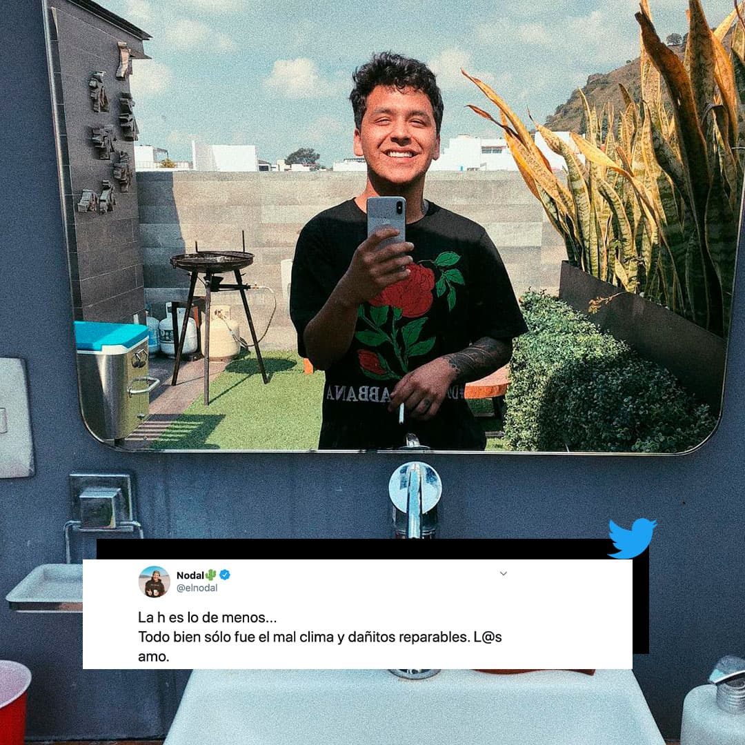 “Todo bien, solo fue el mal clima y dañitos reparables. Los amo”, añadió el artista originario de Caborca, Sonora.