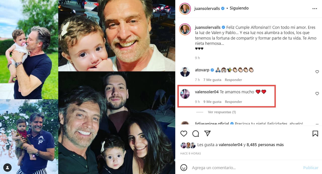 Juan Soler le desea feliz cumpleaños a su nieta Alfonsina.