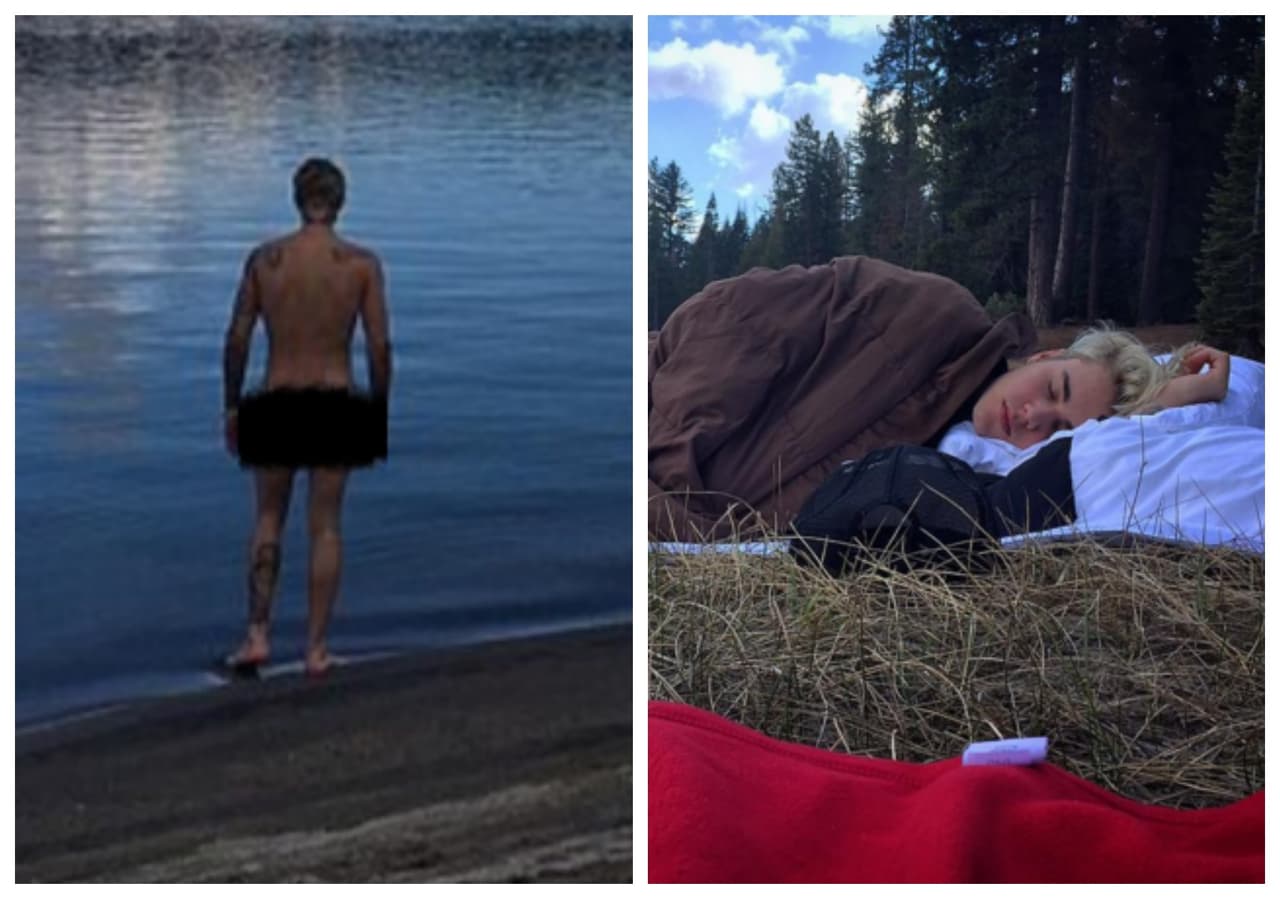 Justin mostró sus "encantos' junto a un lago en el que mostró todo su 'booty'.