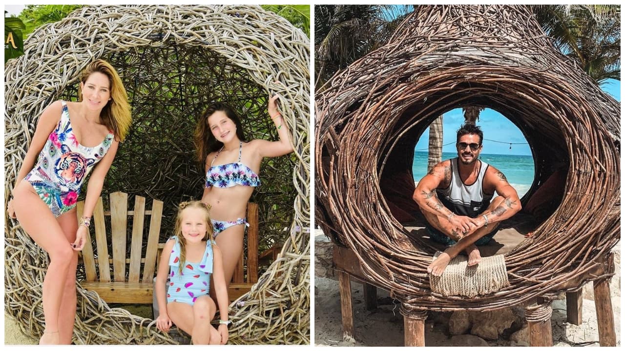 Mientras que la actriz aparecía en imágenes 
<b>con sus hijas Elissa y Miranda</b>, el actor posaba en los paisajes naturales.
<br>