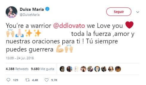 La mexicana Dulce María la llamó una "guerrera".
