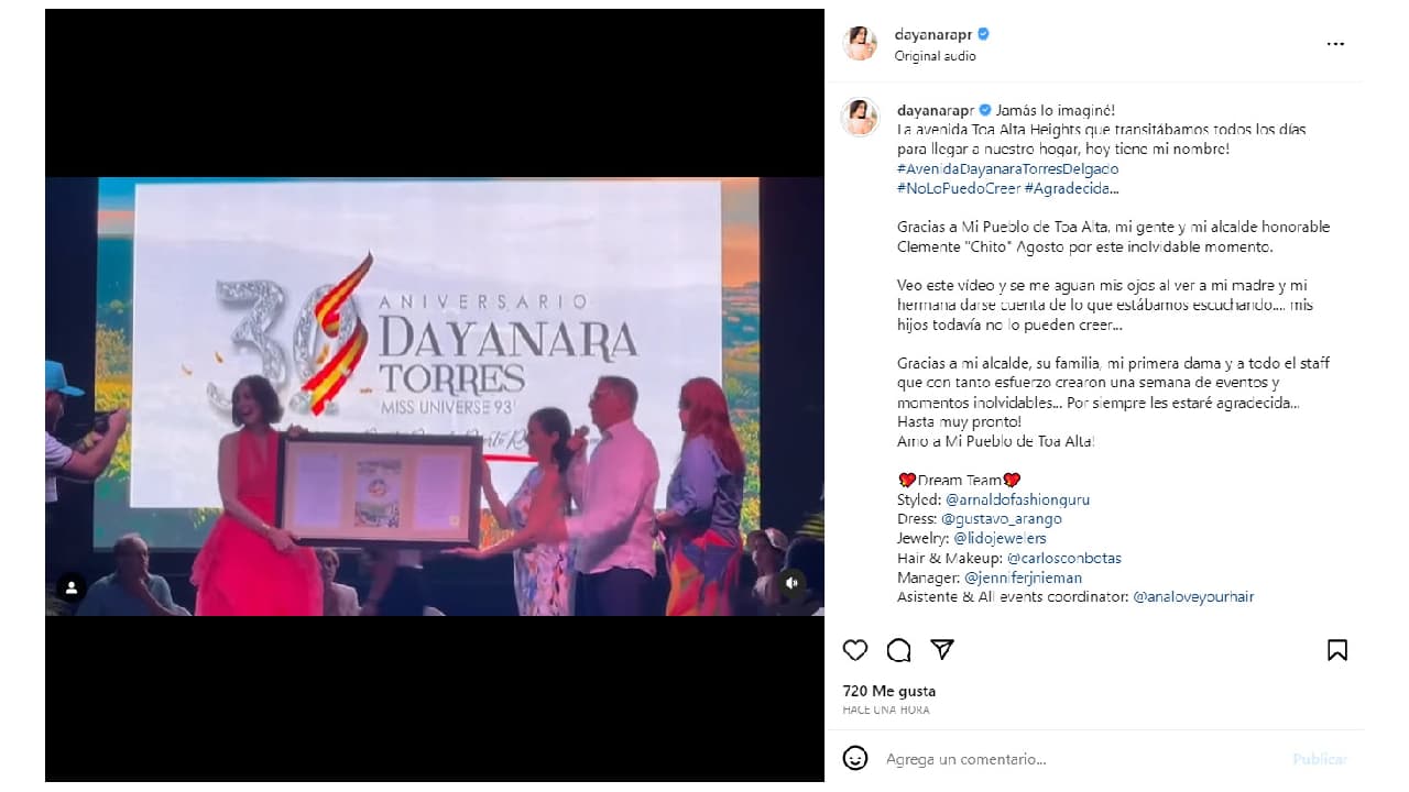 Dayanara Torres fue inmortalizada en Puerto Rico.