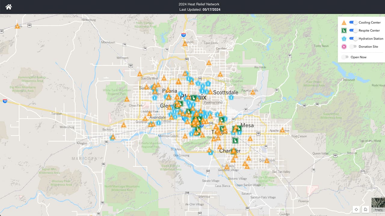 A través de este mapa los residentes pueden encontrar el refugio contra el calor más cercano