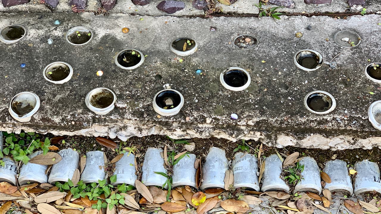 <b>Milkovisch</b> cubrió por completo el piso de la parte del frente y del patio porque "se cansó de cortar el césped", y al terminar fue cuando comenzó a tapizar su casa con latas de cerveza.